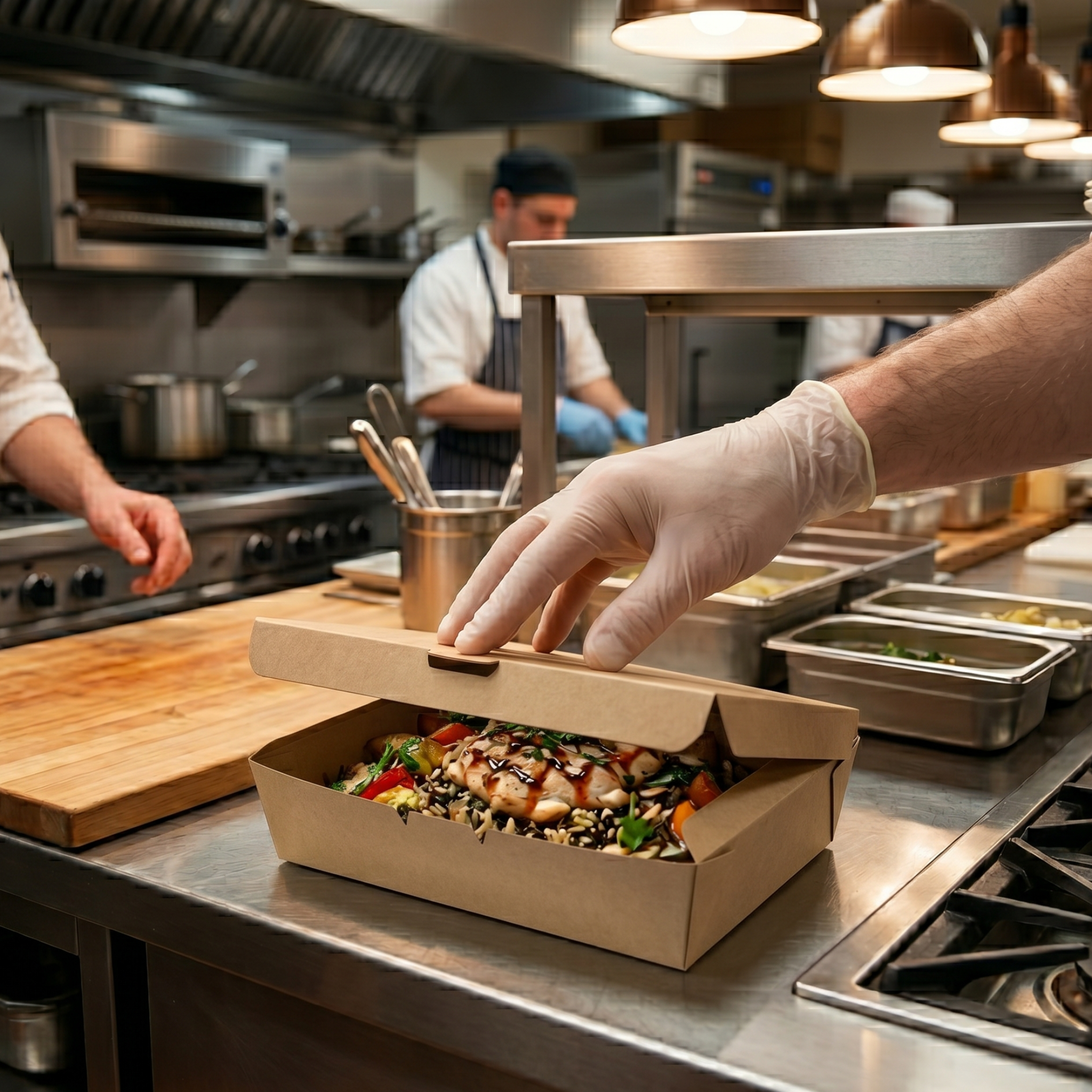 34 oz Kraft Paper Food Boxes | Takeout Containers for Restaurants & Catering | 300 per Case