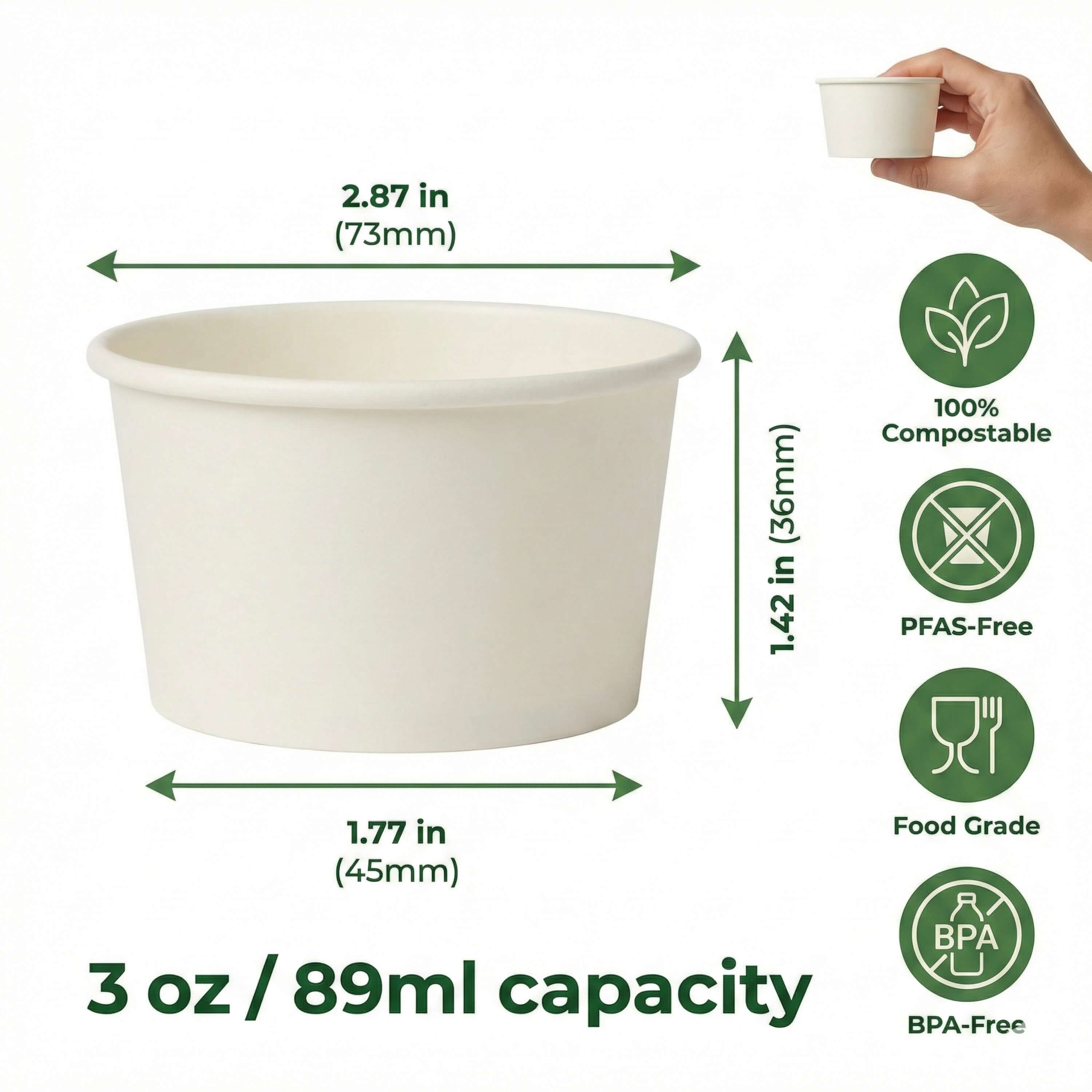 3 oz Paper Sauce Cups | Bulk Condiment & Portion Cups for Restaurants | 2,000/Case