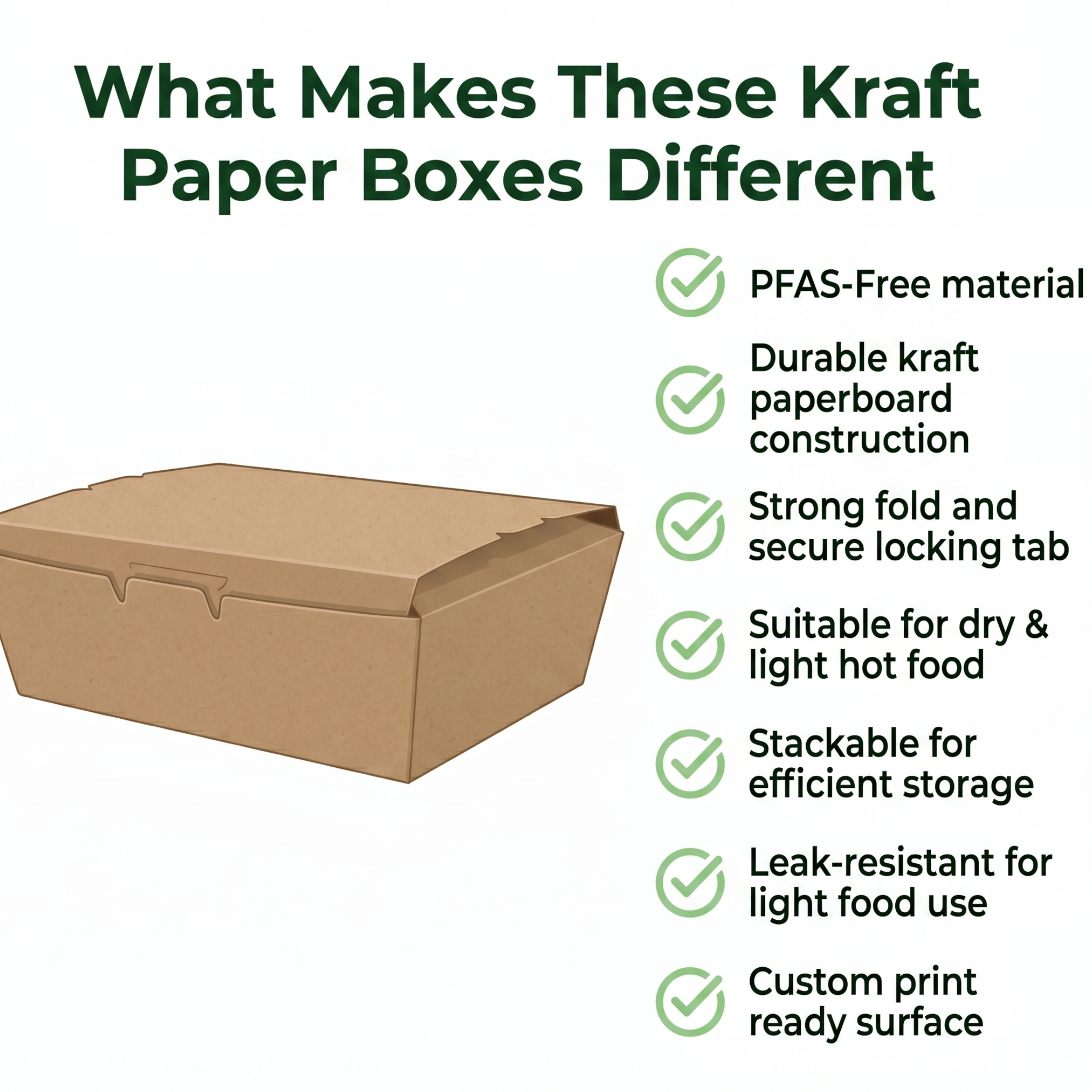 40 oz Kraft Paper Food Boxes | Large Takeout Containers for Restaurants & Catering | 200 per Case