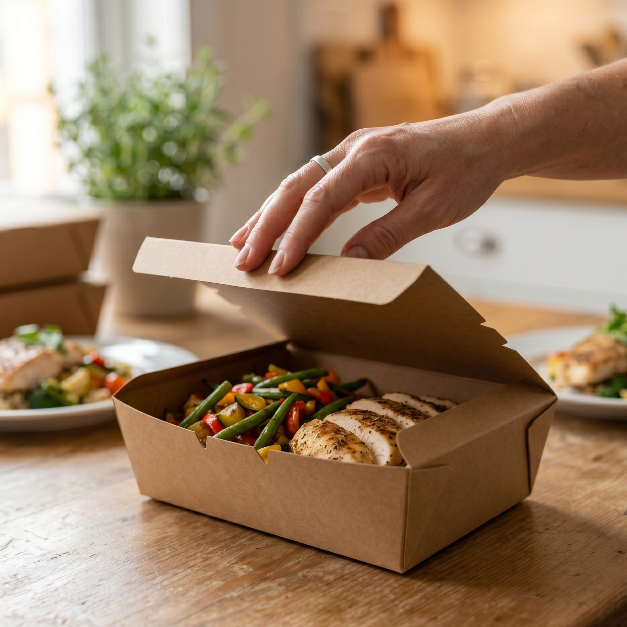 66 oz Kraft Paper Food Boxes | Extra Large Takeout Containers for Restaurants & Catering | 200 per Case