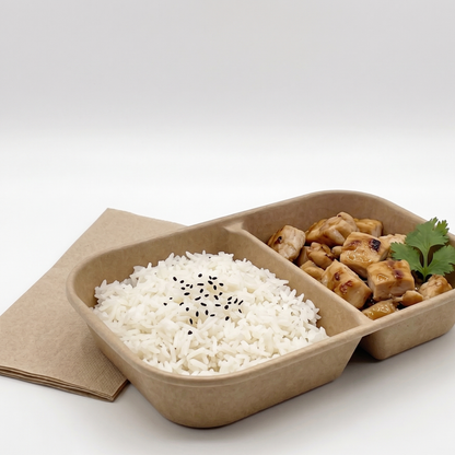 32 oz Paper Lunch Boxes | Double Compartment Takeout Containers for Restaurants | 300 per Case