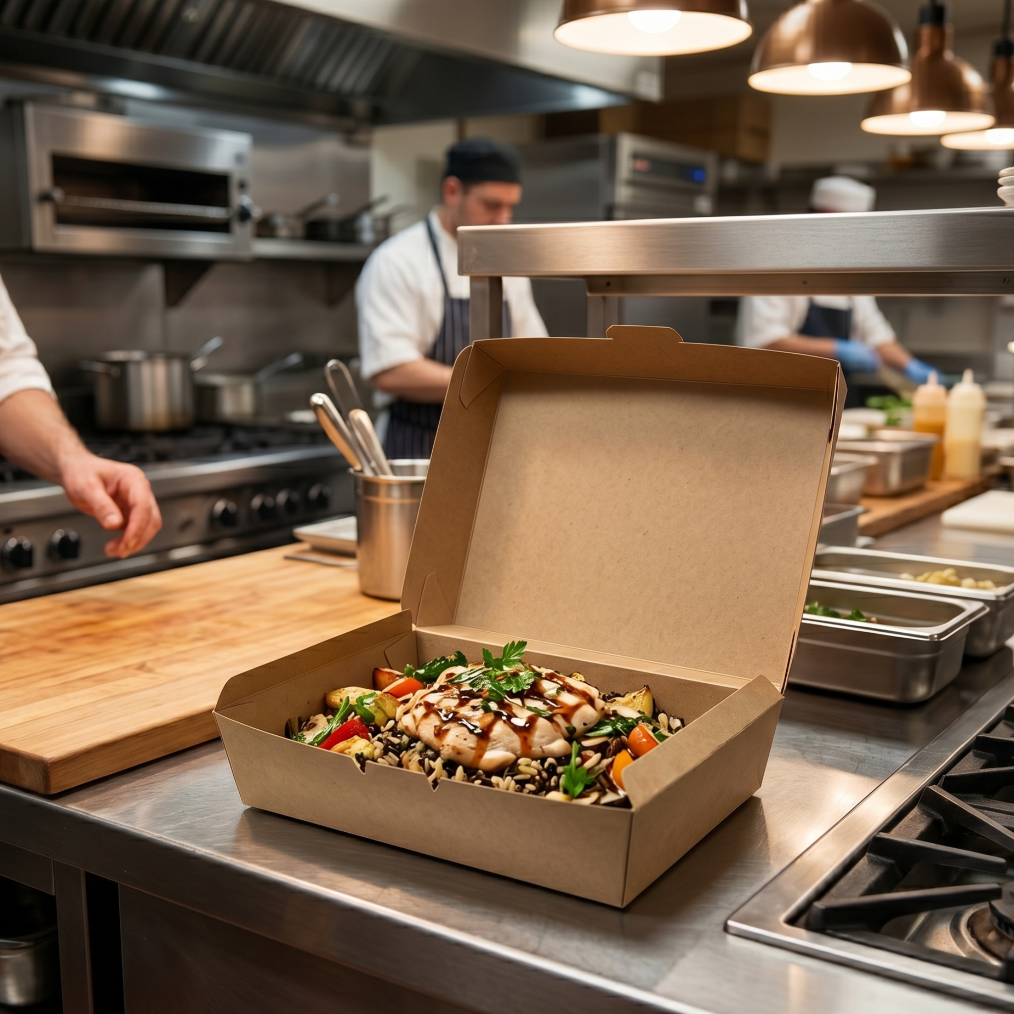 34 oz Kraft Paper Food Boxes | Takeout Containers for Restaurants & Catering | 300 per Case