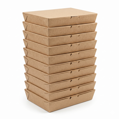34 oz Kraft Paper Food Boxes | Takeout Containers for Restaurants & Catering | 300 per Case