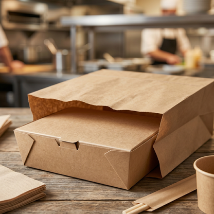 34 oz Kraft Paper Food Boxes | Takeout Containers for Restaurants & Catering | 300 per Case