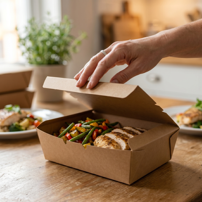 66 oz Kraft Paper Food Boxes | Extra Large Takeout Containers for Restaurants & Catering | 200 per Case