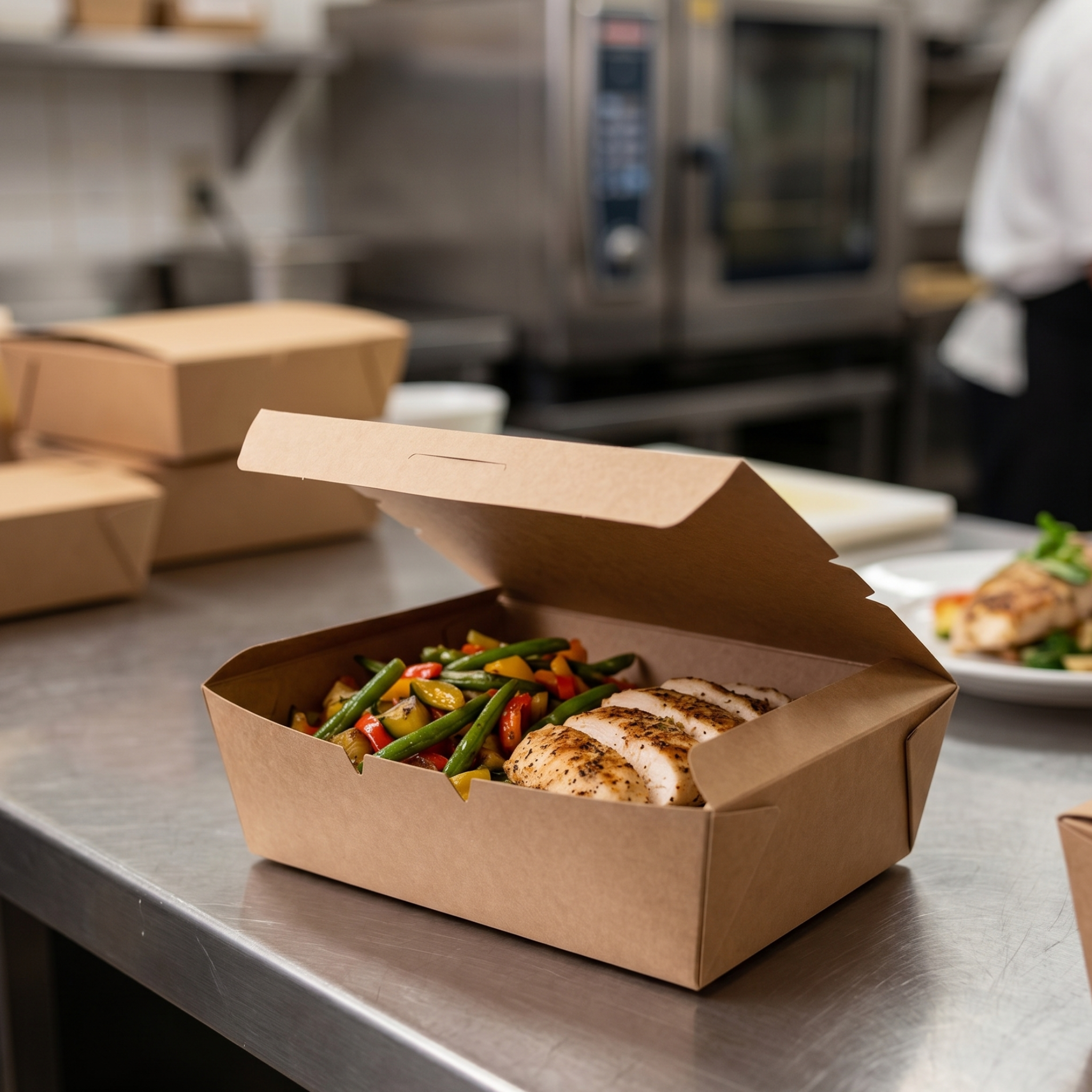 66 oz Kraft Paper Food Boxes | Extra Large Takeout Containers for Restaurants & Catering | 200 per Case