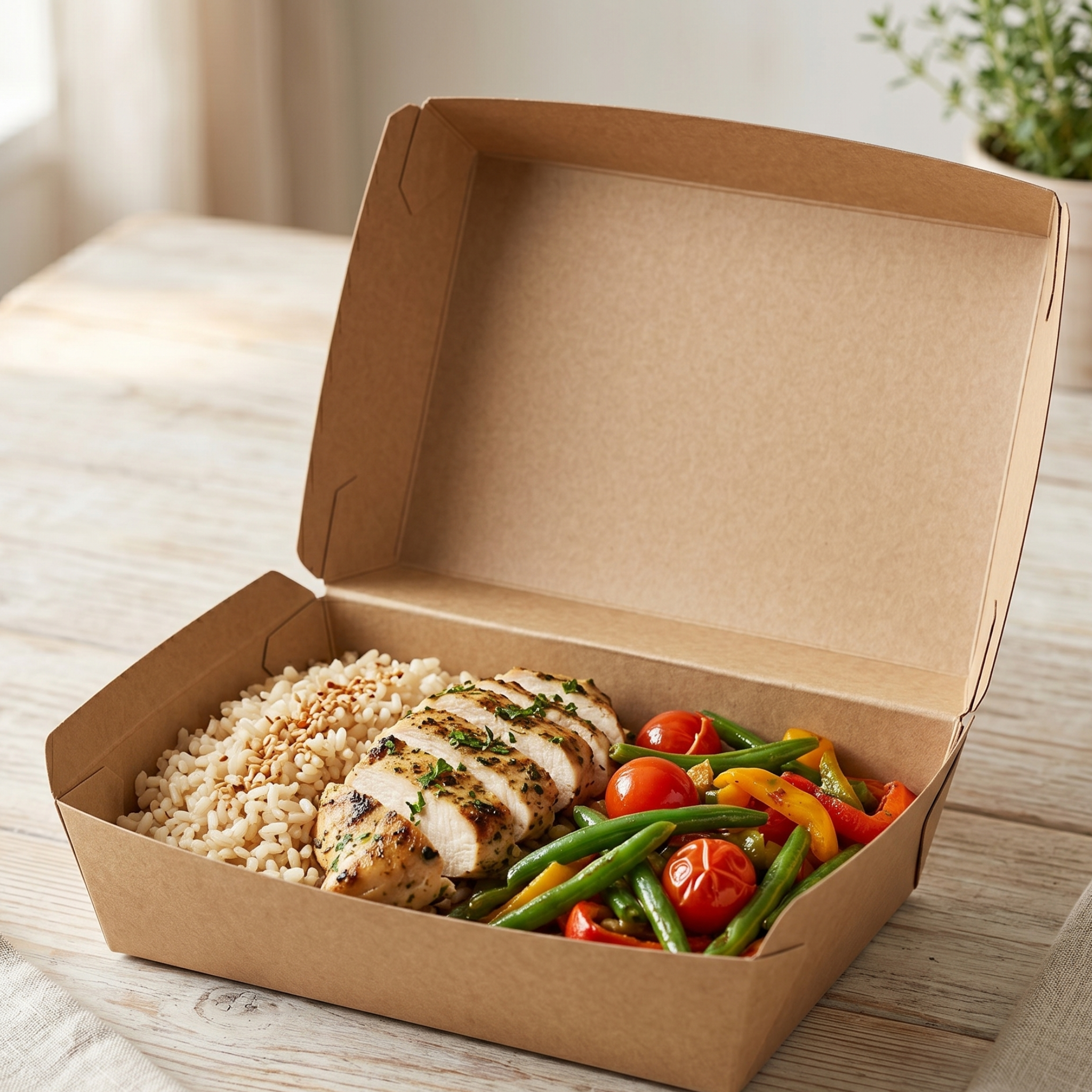 66 oz Kraft Paper Food Boxes | Extra Large Takeout Containers for Restaurants & Catering | 200 per Case